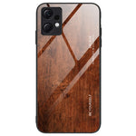 For Xiaomi Redmi Note 12 4G Phone Case Shockproof Tempered Glass + TPU Wooden Pattern Cover