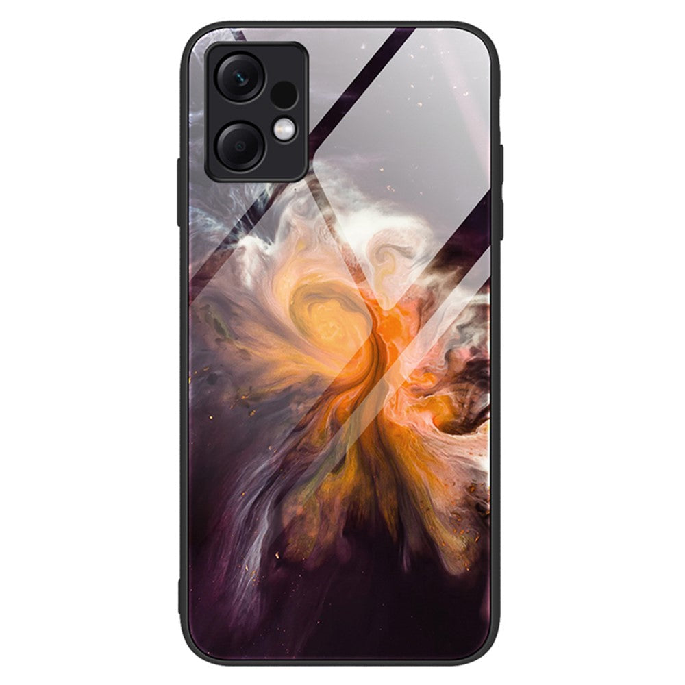 For Xiaomi Redmi Note 12 4G Marble Pattern Phone Case Tempered Glass+PC+TPU Hybrid Anti-Drop Shell