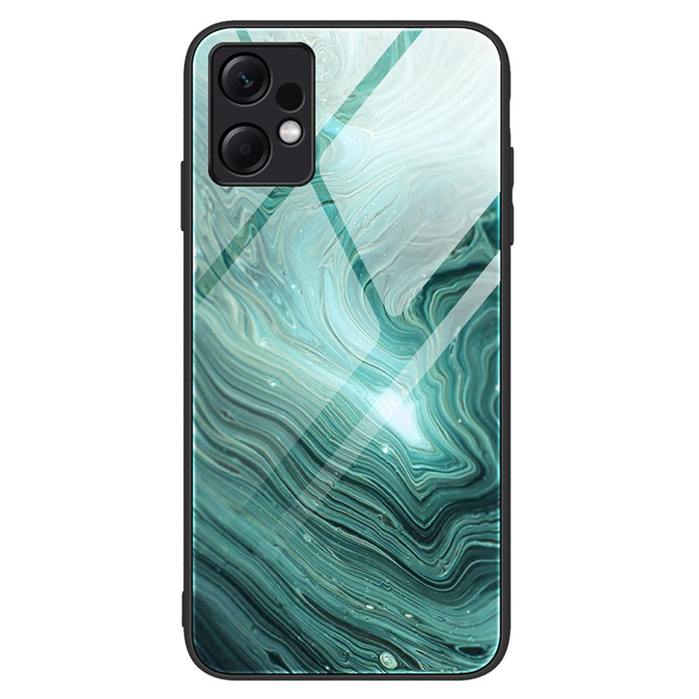 For Xiaomi Redmi Note 12 4G Marble Pattern Phone Case Tempered Glass+PC+TPU Hybrid Anti-Drop Shell