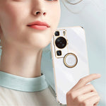 XINLI For Huawei P60 Electroplating Phone Case Ring Kickstand Soft TPU Phone Cover