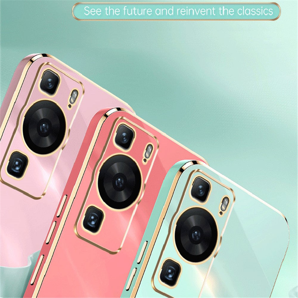 XINLI For Huawei P60 Electroplating Phone Case Ring Kickstand Soft TPU Phone Cover