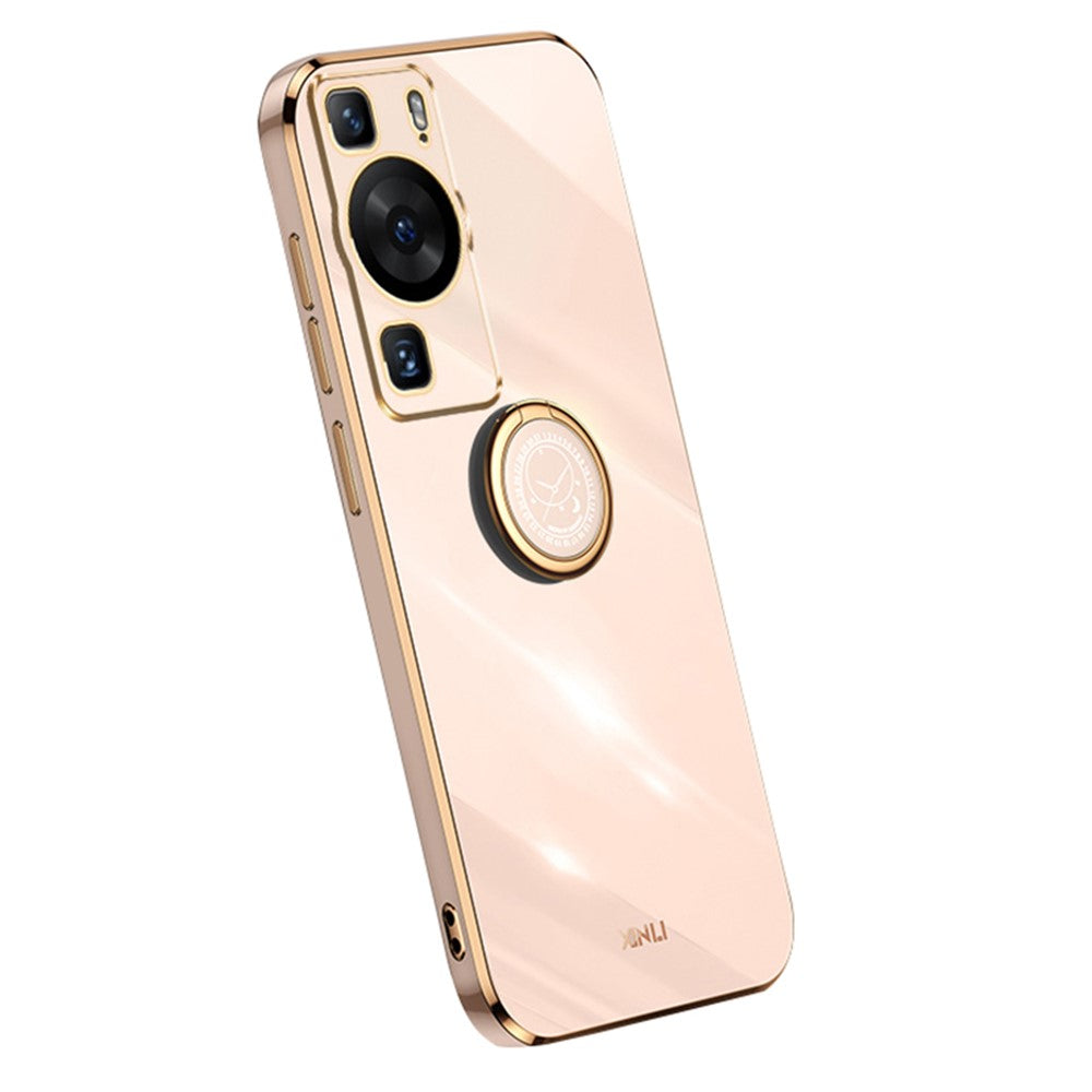 XINLI För Huawei P60 Galvaniserad mobilskal Ring Stöd Mjukt TPU mobilskal