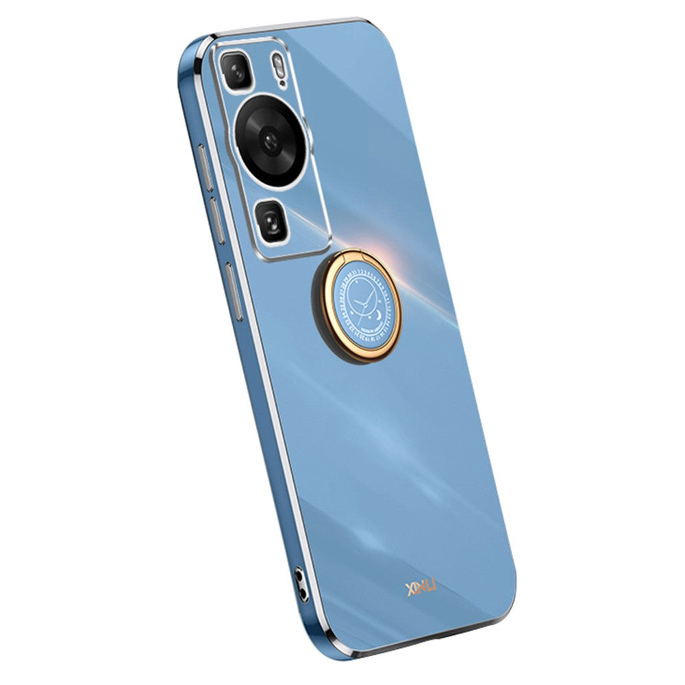 XINLI For Huawei P60 Electroplating Phone Case Ring Kickstand Soft TPU Phone Cover