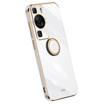 XINLI For Huawei P60 Electroplating Phone Case Ring Kickstand Soft TPU Phone Cover