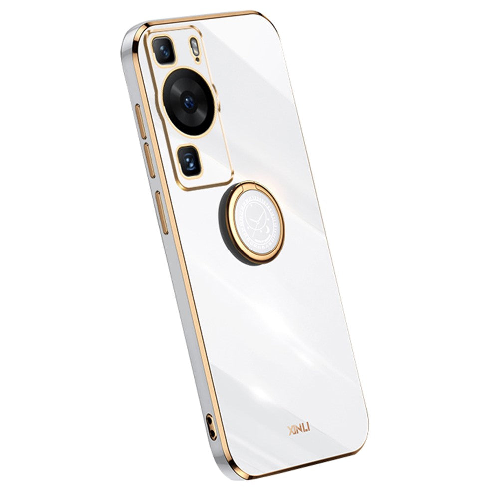 XINLI For Huawei P60 Electroplating Phone Case Ring Kickstand Soft TPU Phone Cover