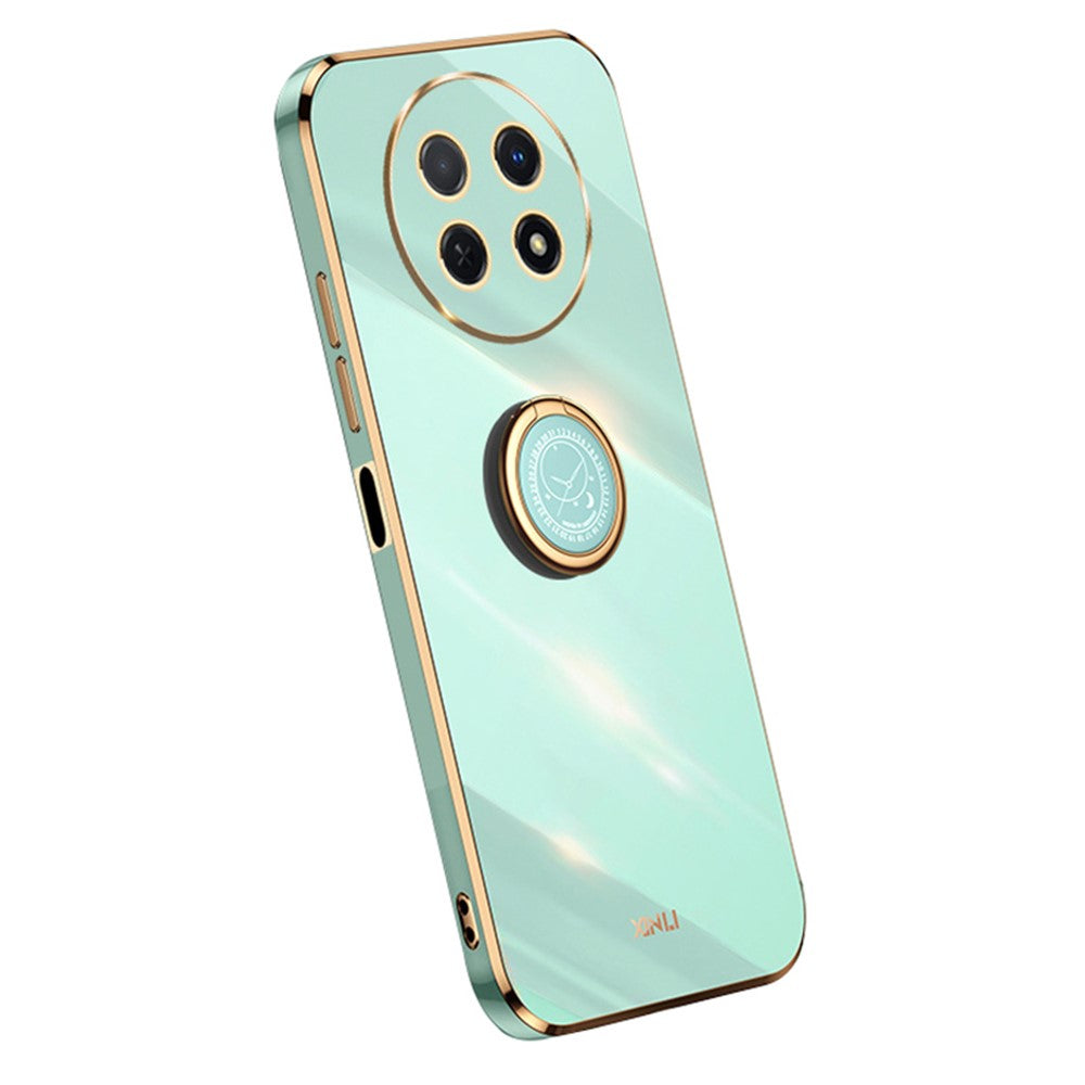 XINLI For Huawei Enjoy 60X Ring Kickstand Electroplating Phone Cover Soft TPU Anti-Fall Back Case