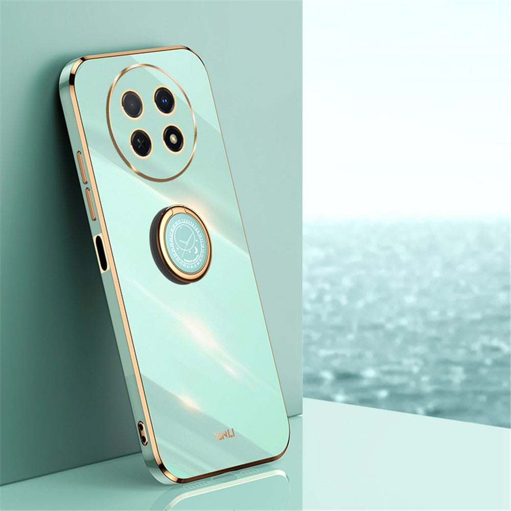 XINLI For Huawei Enjoy 60X Ring Kickstand Electroplating Phone Cover Soft TPU Anti-Fall Back Case