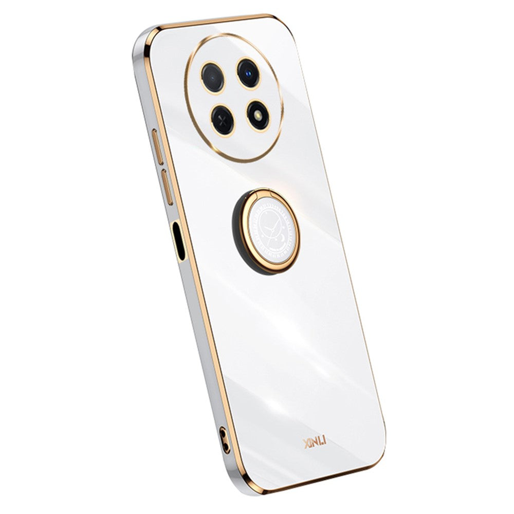 XINLI For Huawei Enjoy 60X Ring Kickstand Electroplating Phone Cover Soft TPU Anti-Fall Back Case