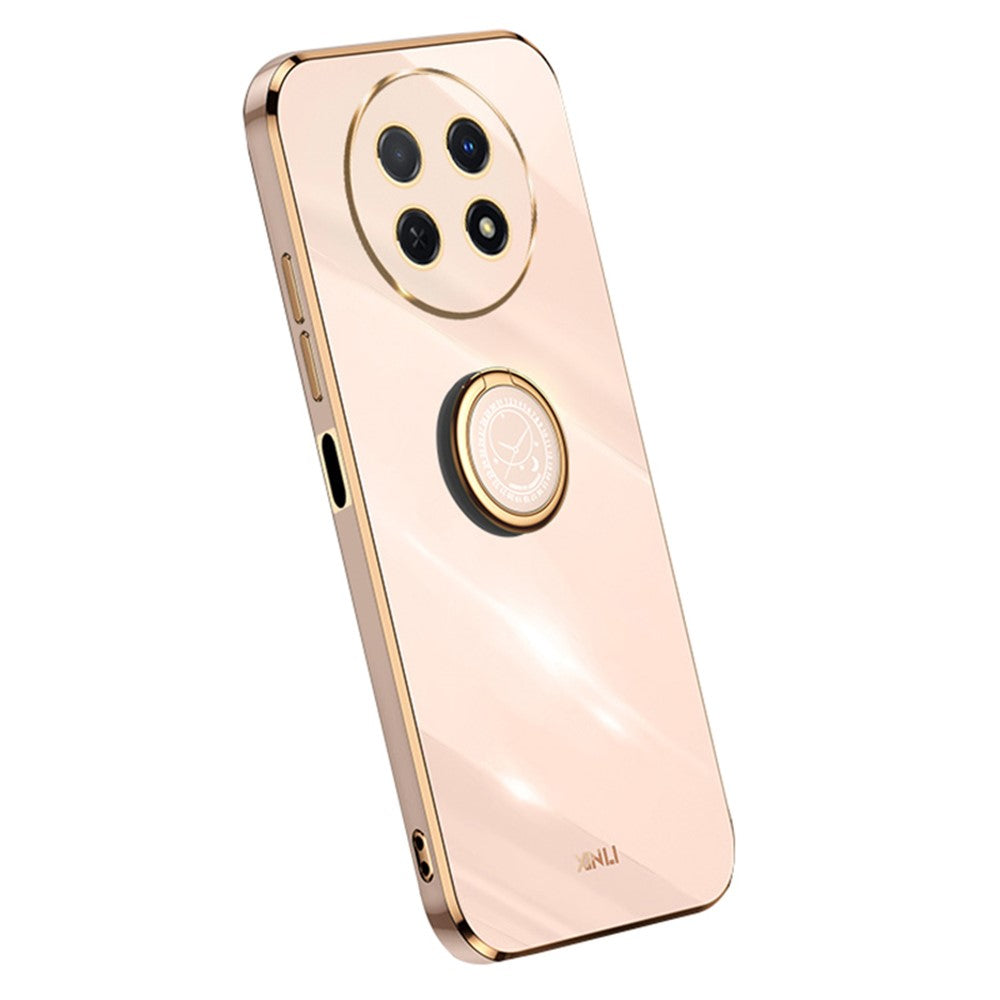XINLI For Huawei Enjoy 60X Ring Kickstand Electroplating Phone Cover Soft TPU Anti-Fall Back Case