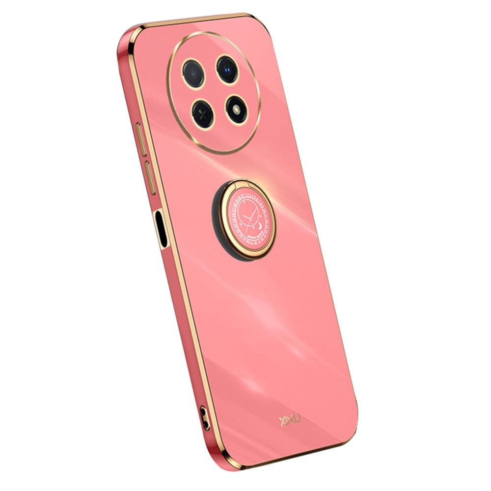 XINLI For Huawei Enjoy 60X Ring Kickstand Electroplating Phone Cover Soft TPU Anti-Fall Back Case
