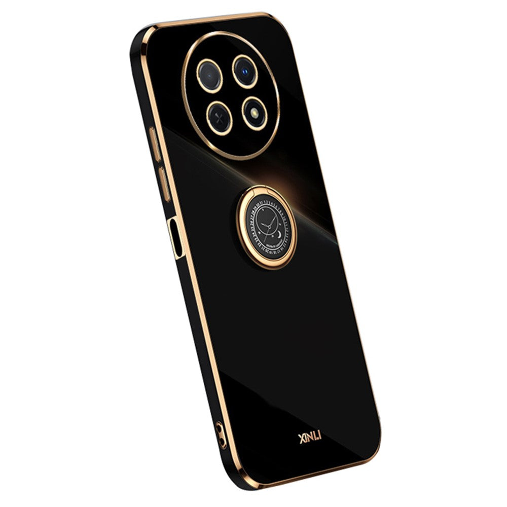 XINLI For Huawei Enjoy 60X Ring Kickstand Electroplating Phone Cover Soft TPU Anti-Fall Back Case