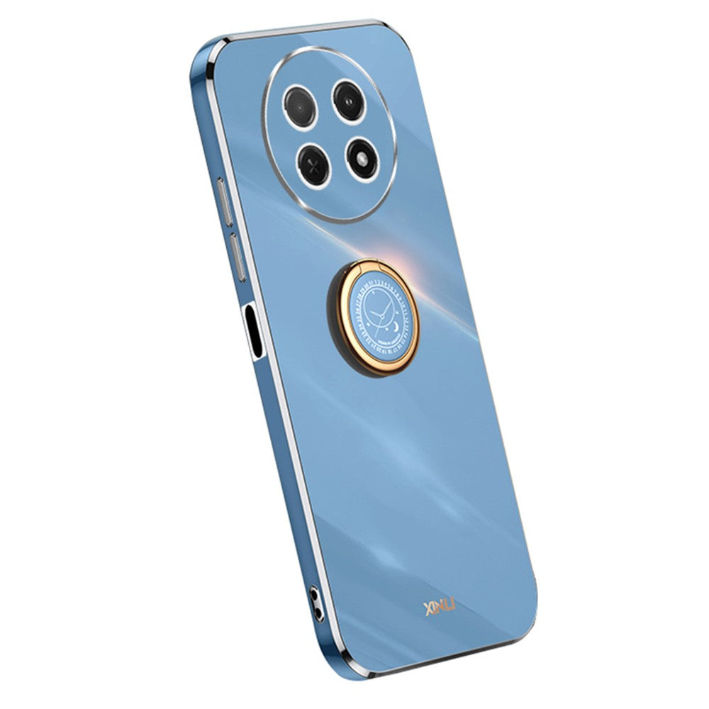 XINLI For Huawei Enjoy 60X Ring Kickstand Electroplating Phone Cover Soft TPU Anti-Fall Back Case