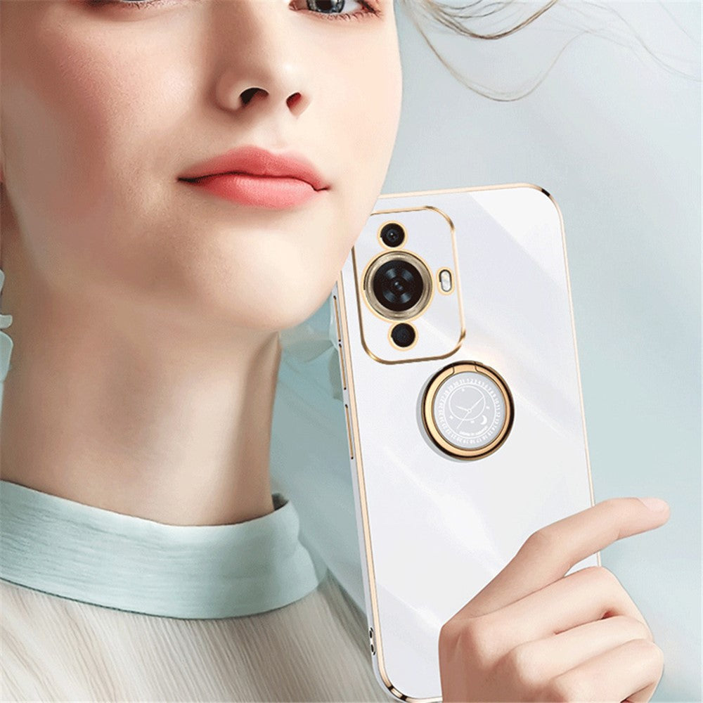 XINLI För Huawei Nova 11 Pro / Nova 11 Ultra Ringstativ Elektropläterat mobilskal Mjukt TPU Skyddsfodral