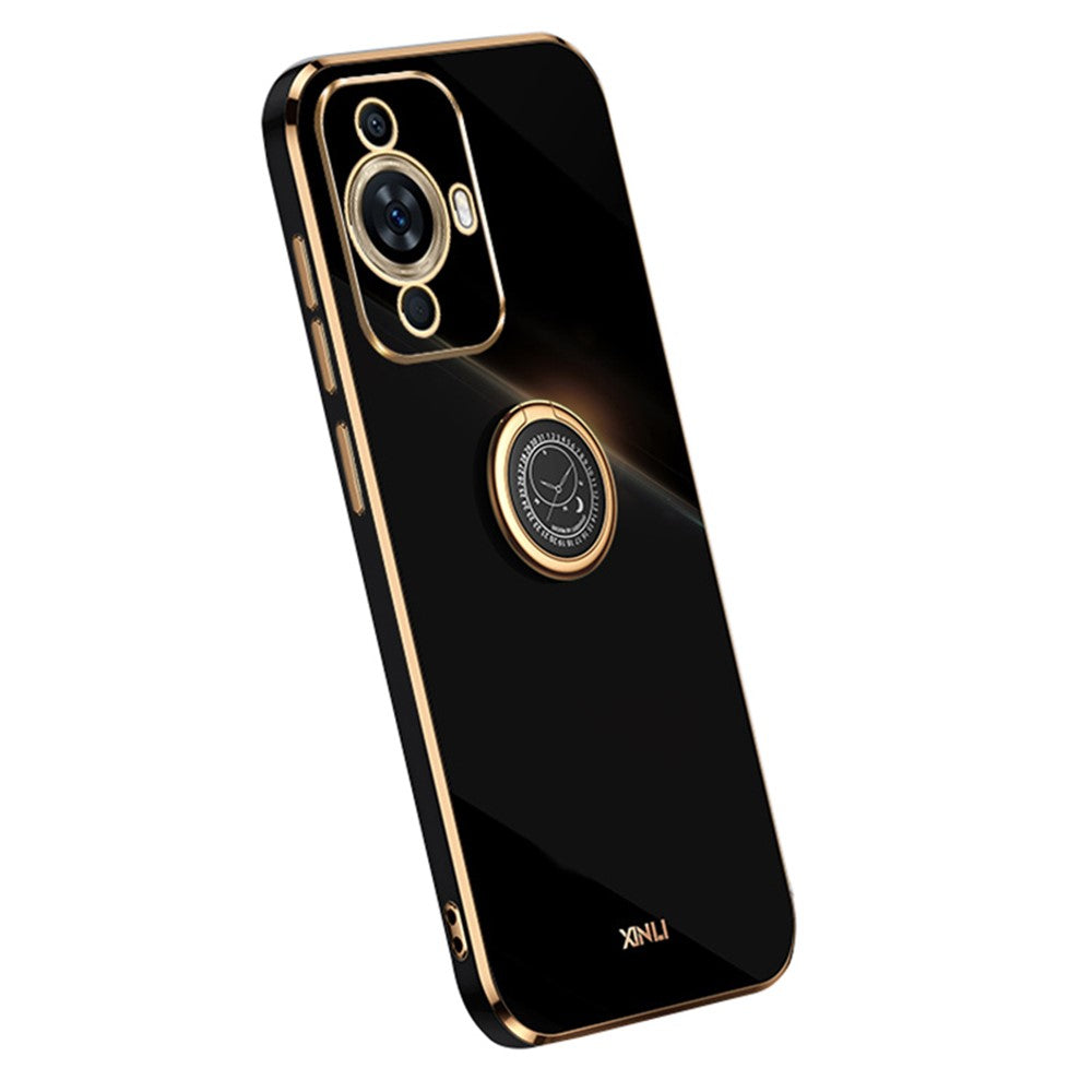XINLI For Huawei nova 11 Pro / nova 11 Ultra Ring Kickstand Electroplated Phone Case Soft TPU Protective Cover