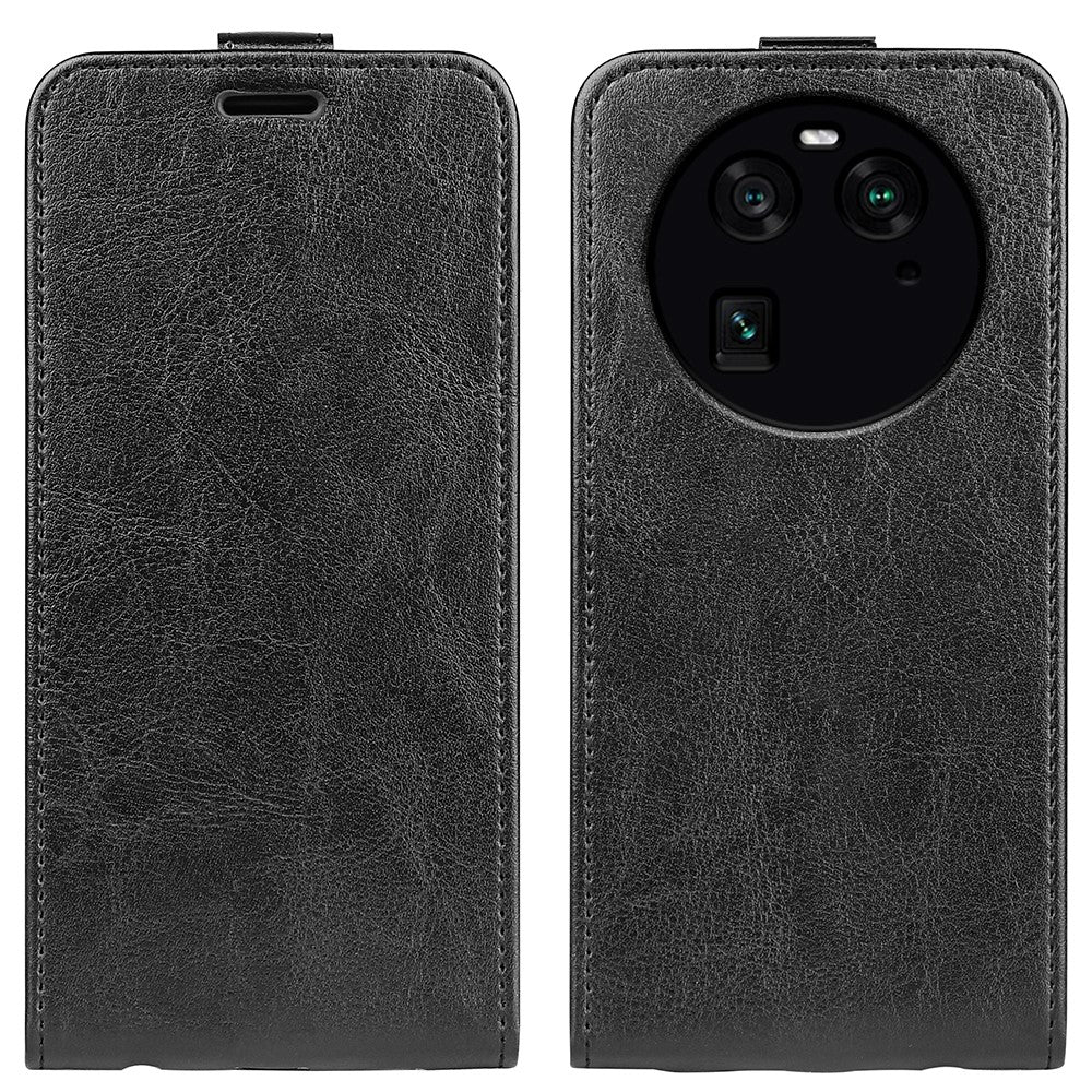 Vertical Flip Phone Case for Oppo Find X6 PU Leather Crazy Horse Texture Card Slot Cover