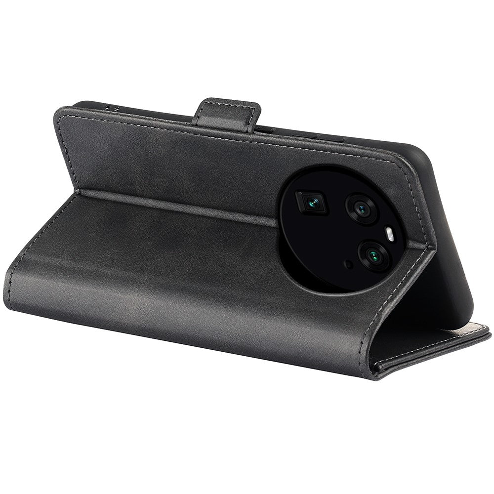 For Oppo Find X6 Magnetic Phone Cover PU Leather Wallet Phone Case Calf Texture Stand Phone Shell