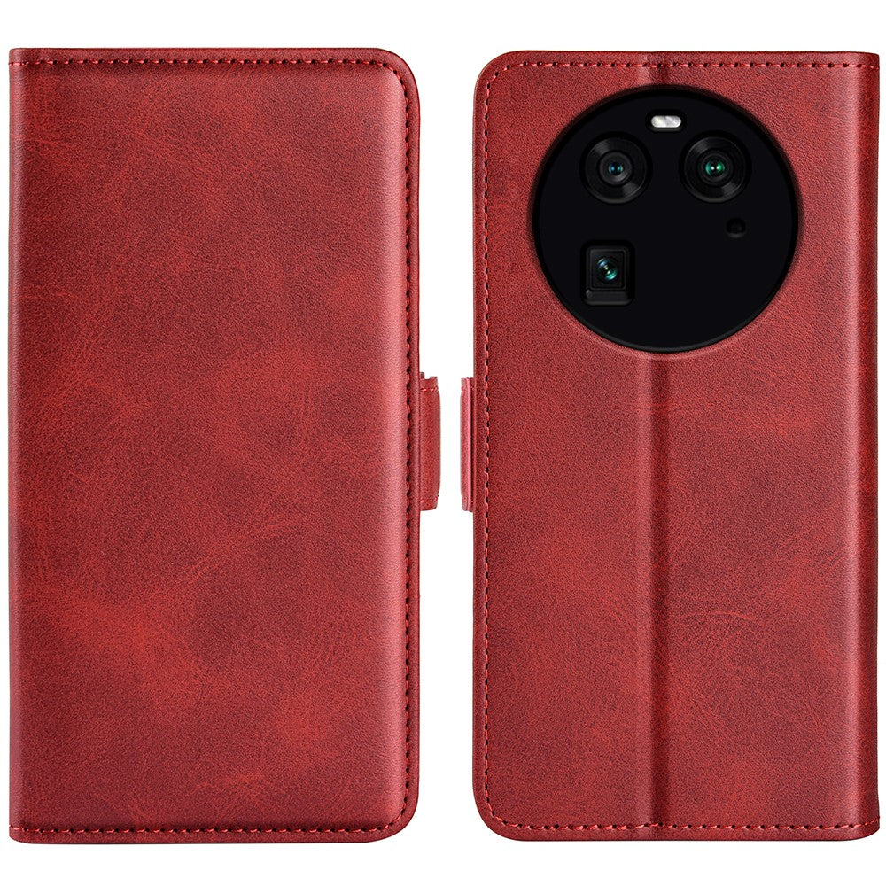For Oppo Find X6 Magnetic Phone Cover PU Leather Wallet Phone Case Calf Texture Stand Phone Shell