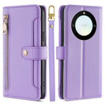 For Honor X40 5G / X9a 5G / Magic5 Lite 5G Leather Wallet Cover Zipper Pocket Phone Stand Case with 2 Straps