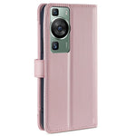 Wallet Cover for Huawei P60 / P60 Pro Zipper Pocket Anti-Scratch Leather Phone Stand Case with 2 Straps