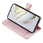 Wallet Cover for Huawei P60 / P60 Pro Zipper Pocket Anti-Scratch Leather Phone Stand Case with 2 Straps