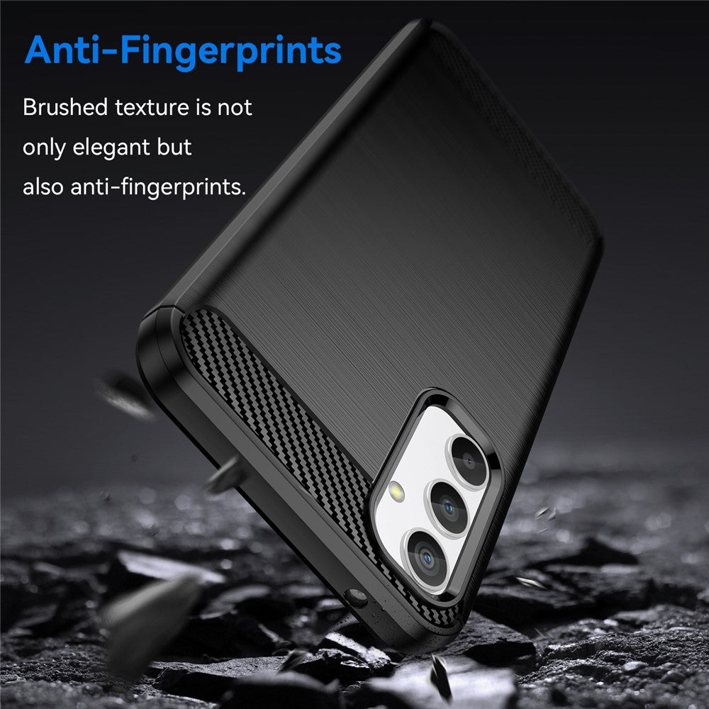 Til Samsung Galaxy A34 5G blødt TPU telefoncover med kulfibertekstur børstet bagside