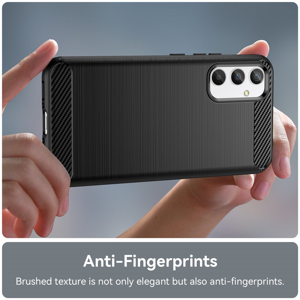 Til Samsung Galaxy A34 5G blødt TPU telefoncover med kulfibertekstur børstet bagside