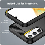 Til Samsung Galaxy A34 5G blødt TPU telefoncover med kulfibertekstur børstet bagside
