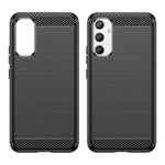 Til Samsung Galaxy A34 5G blødt TPU telefoncover med kulfibertekstur børstet bagside