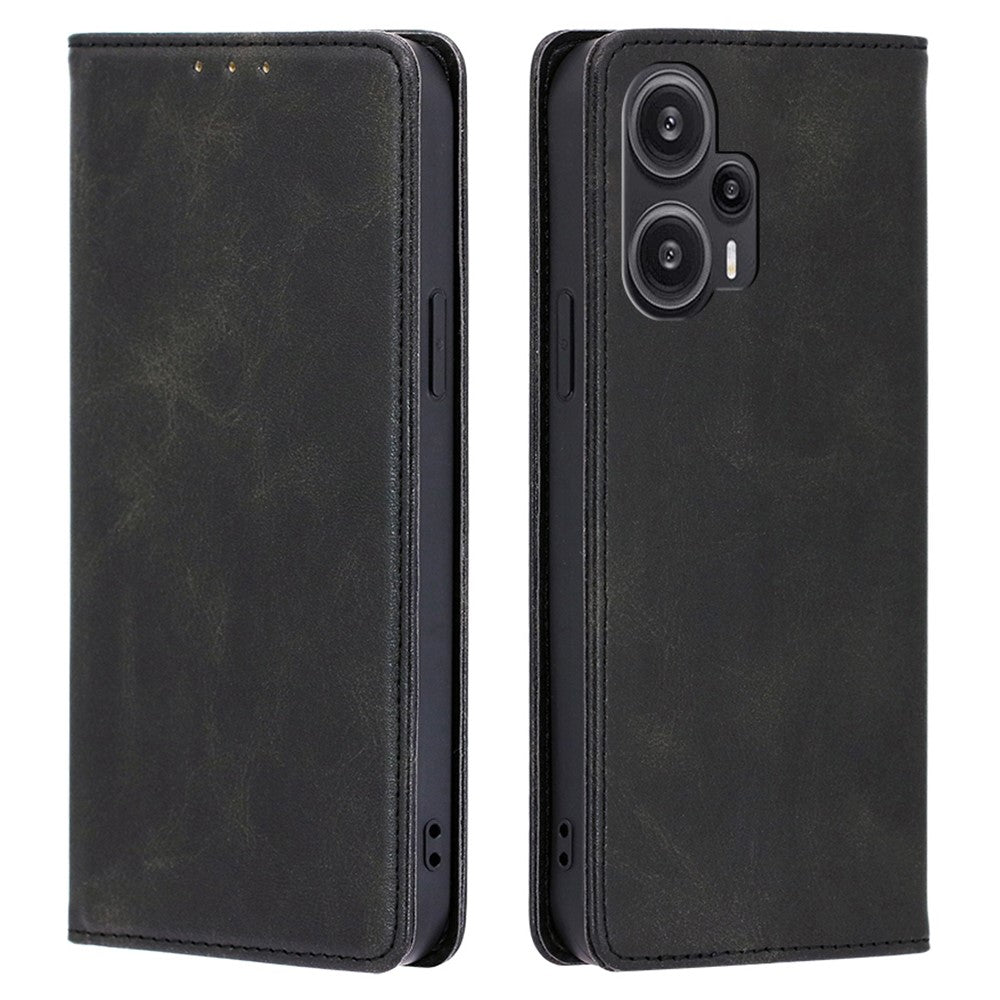 Xiaomi Redmi Note 12 Turbo / Poco F5 5G Kalvstrukturskal Stativ PU-läder Plånboksskal mobilskal