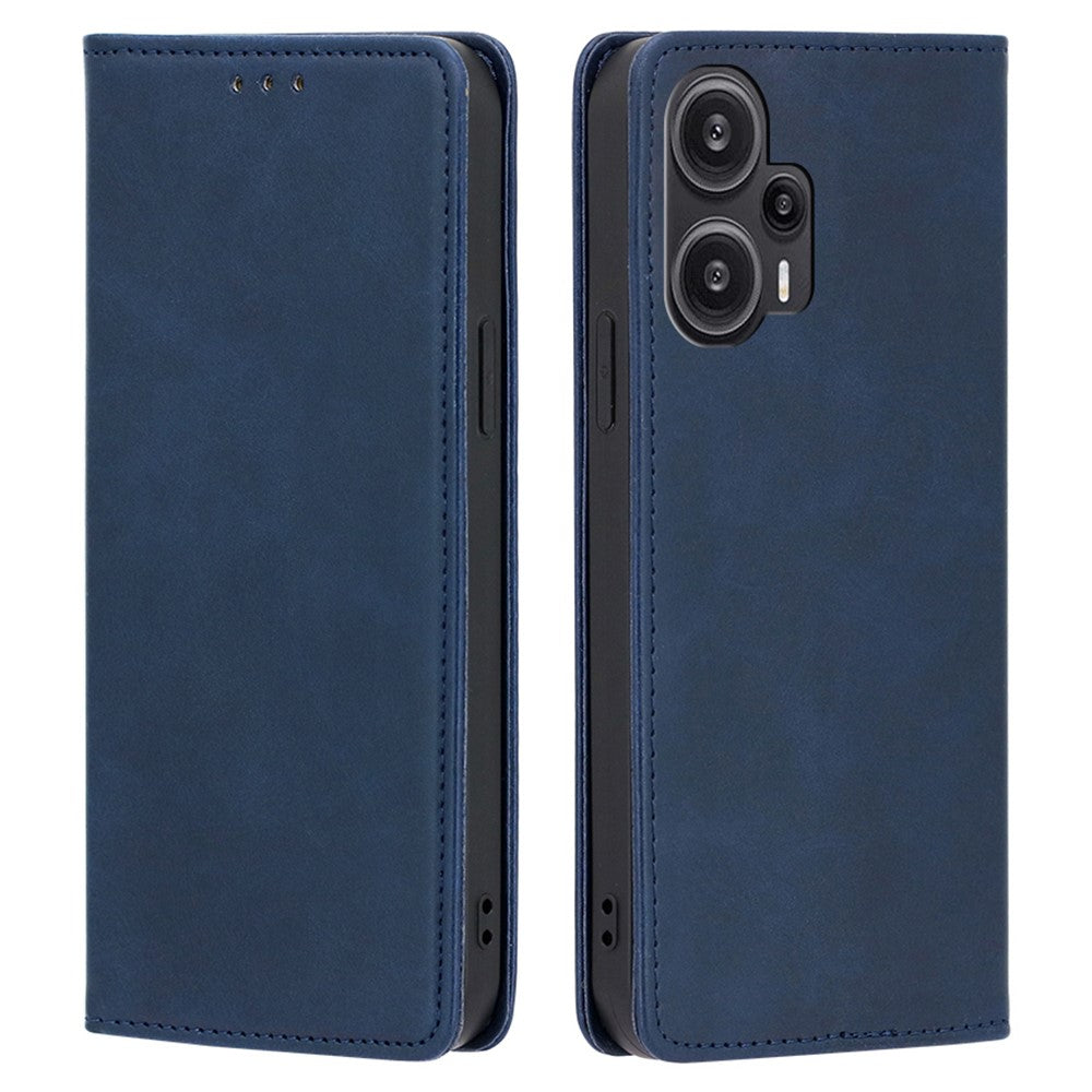 For Xiaomi Redmi Note 12 Turbo / Poco F5 5G Calf Texture Case Stand PU Leather Wallet Phone Shell