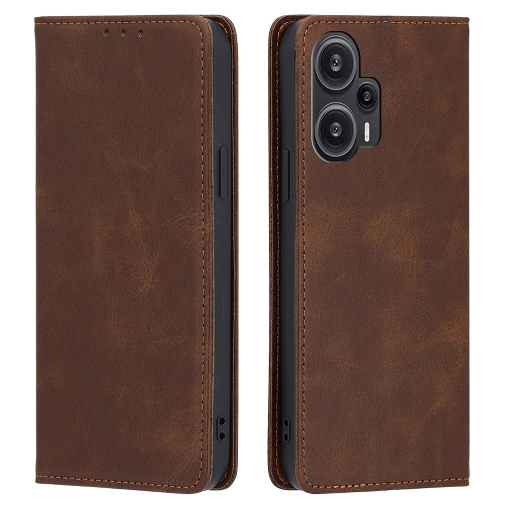 Xiaomi Redmi Note 12 Turbo / Poco F5 5G Kalvstrukturskal Stativ PU-läder Plånboksskal mobilskal