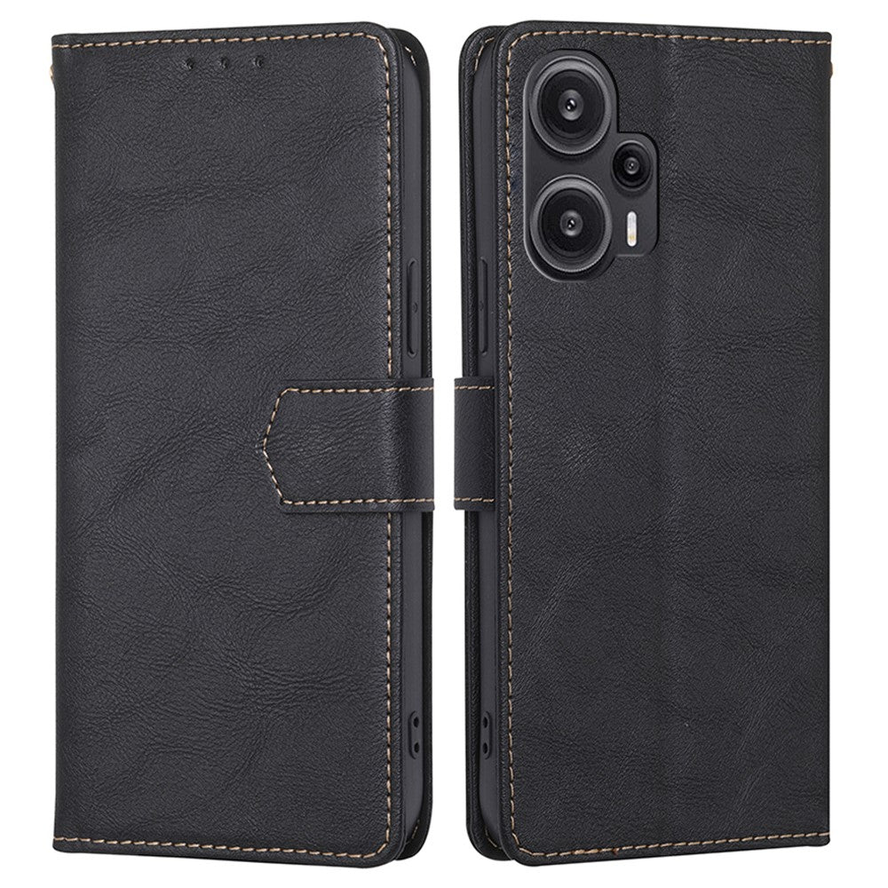 For Xiaomi Redmi Note 12 Turbo / Poco F5 5G Phone Case Wallet Cowhide Texture PU Leather RFID Blocking Stand Shell