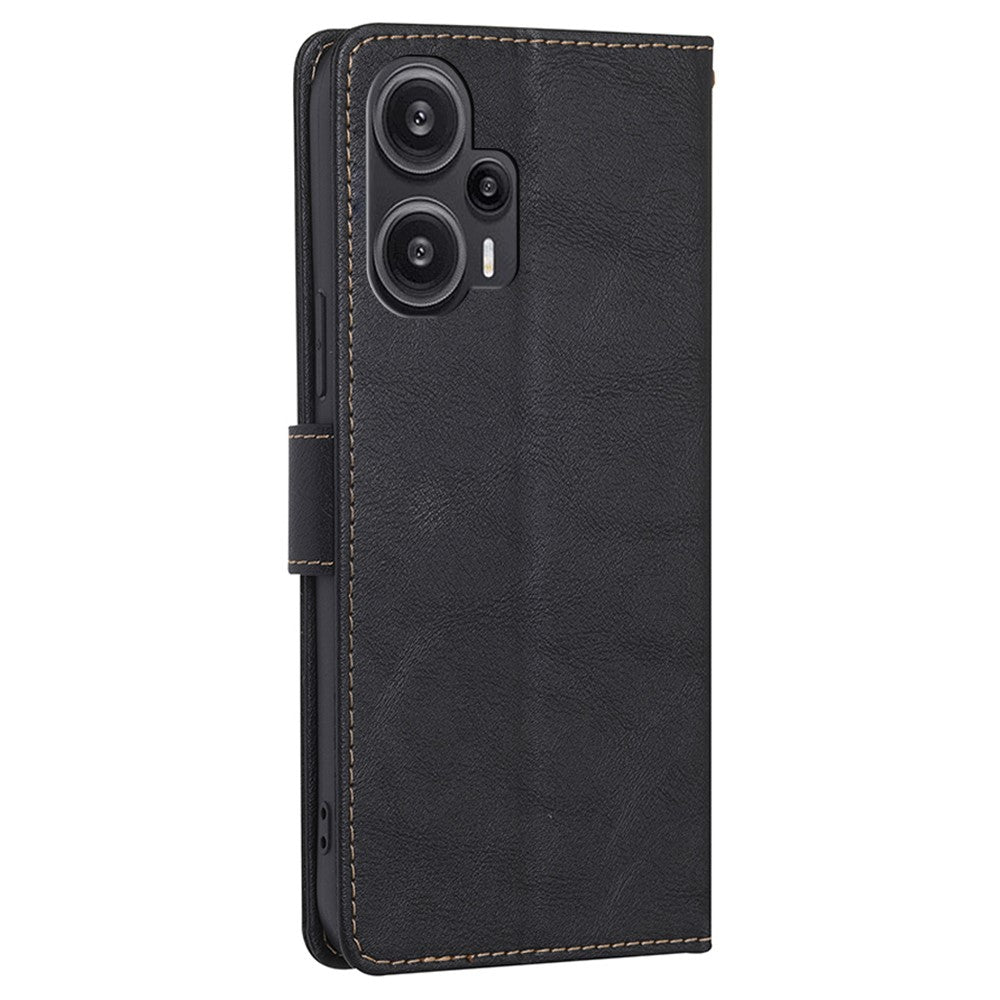 For Xiaomi Redmi Note 12 Turbo / Poco F5 5G Phone Case Wallet Cowhide Texture PU Leather RFID Blocking Stand Shell