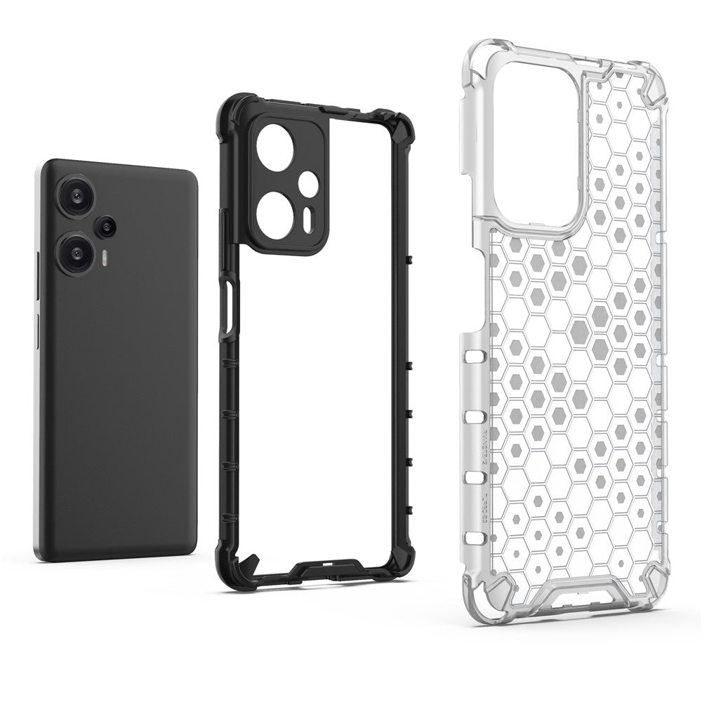 For Xiaomi Redmi Note 12 Turbo / Poco F5 5G Honeycomb Texture Phone Case TPU+PC Anti-drop Smartphone Cover