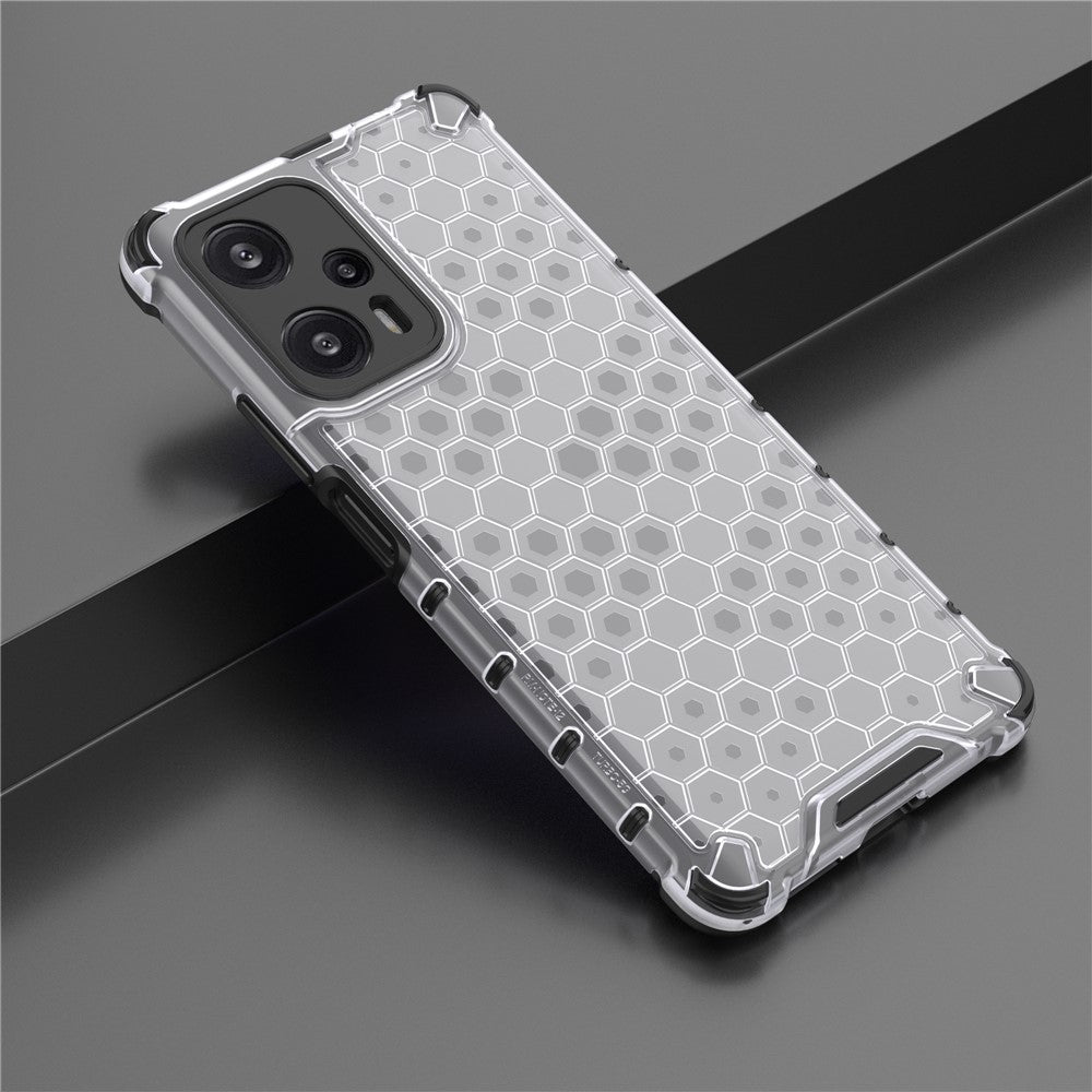For Xiaomi Redmi Note 12 Turbo / Poco F5 5G Honeycomb Texture Phone Case TPU+PC Anti-drop Smartphone Cover