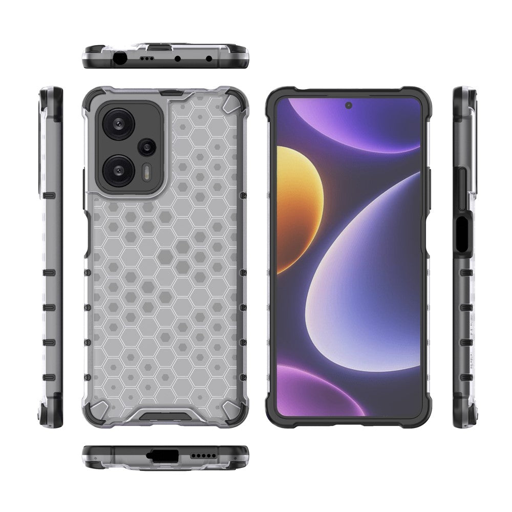 For Xiaomi Redmi Note 12 Turbo / Poco F5 5G Honeycomb Texture Phone Case TPU+PC Anti-drop Smartphone Cover
