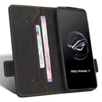 Til Asus ROG Phone 7 Ultimate 5G / ROG Phone 7 5G Hardware Decor PU Læder Telefoncover Pung Stativ Cover