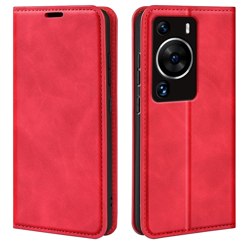 Huawei P60 Pro Skin-touch Läderfodral med Plånbok, Folio-fodral med Flip-stativ, Mobilskal