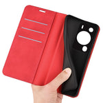 Huawei P60 Pro Skin-touch Läderfodral med Plånbok, Folio-fodral med Flip-stativ, Mobilskal