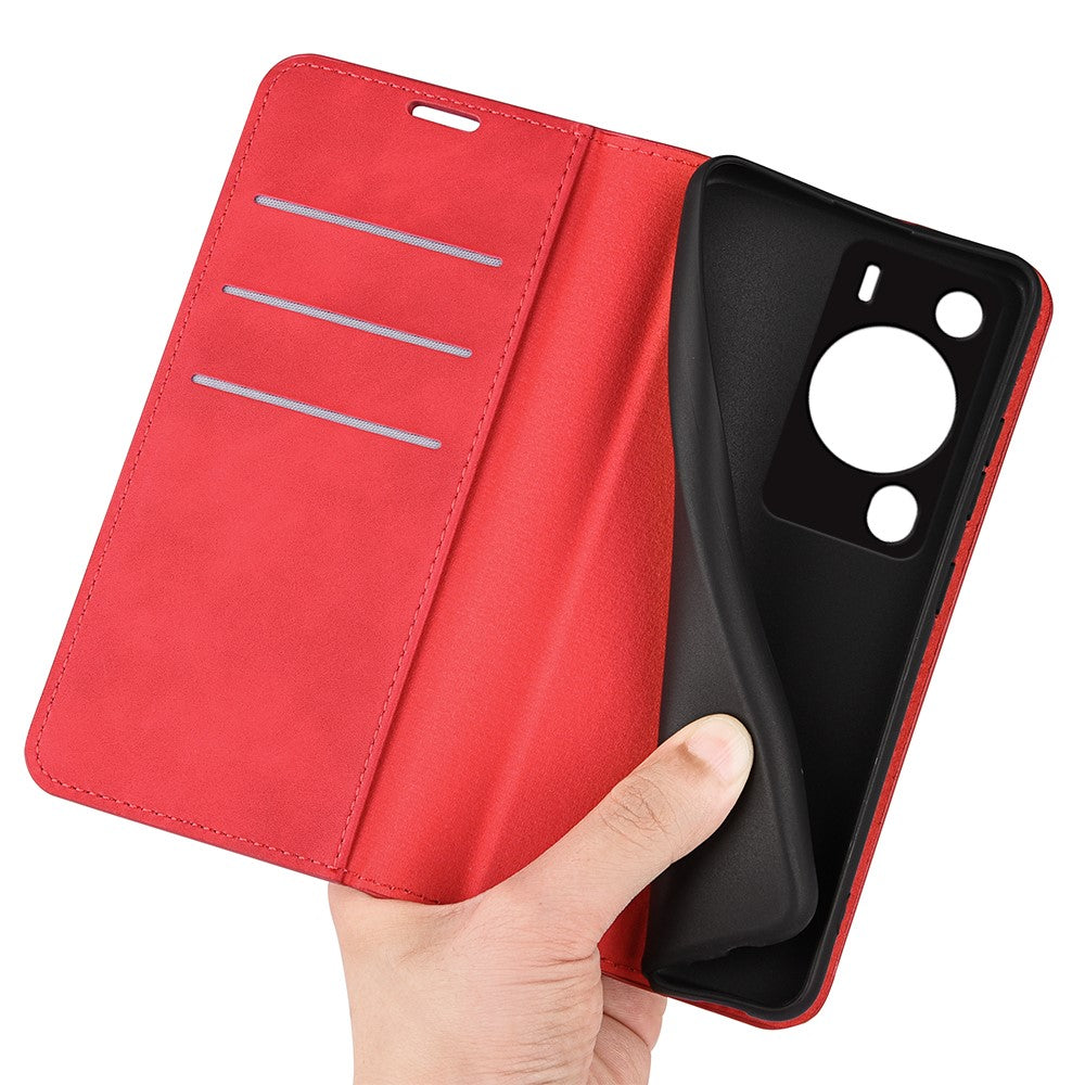 Huawei P60 Pro Skin-touch Läderfodral med Plånbok, Folio-fodral med Flip-stativ, Mobilskal
