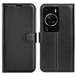 Huawei P60 Pro Litchi Texture Phone Leather Case Plånboksfodral med stativ, fallskyddande fodral
