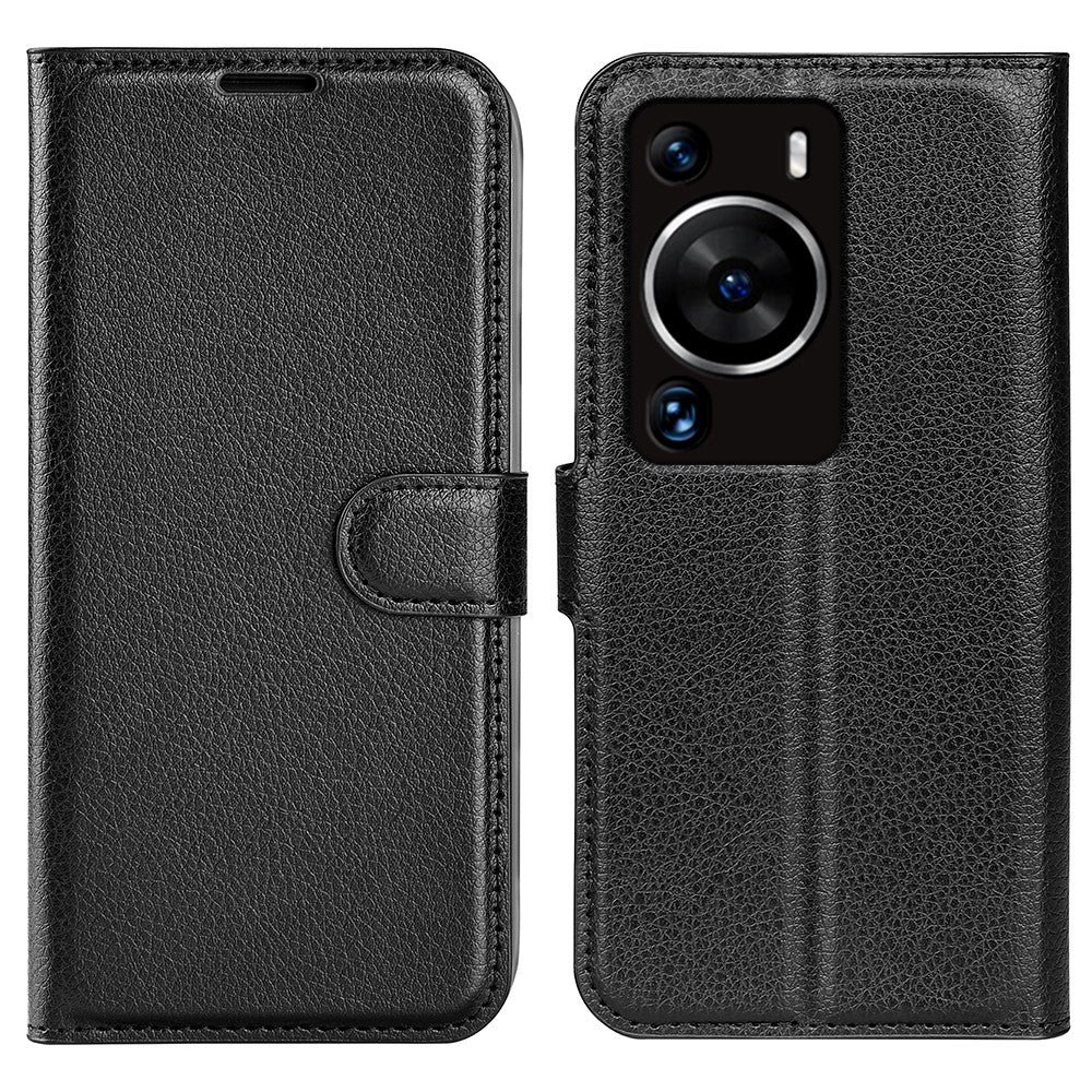 Huawei P60 Pro Litchi Texture Phone Leather Case Plånboksfodral med stativ, fallskyddande fodral