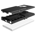 Samsung Galaxy S23 Ultra Cardcase-serien PC + TPU-mobilskal Spegeldesign Korthållare Stativ Förtjockat Skydd