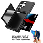 Samsung Galaxy S23 Ultra Cardcase-serien PC + TPU-mobilskal Spegeldesign Korthållare Stativ Förtjockat Skydd