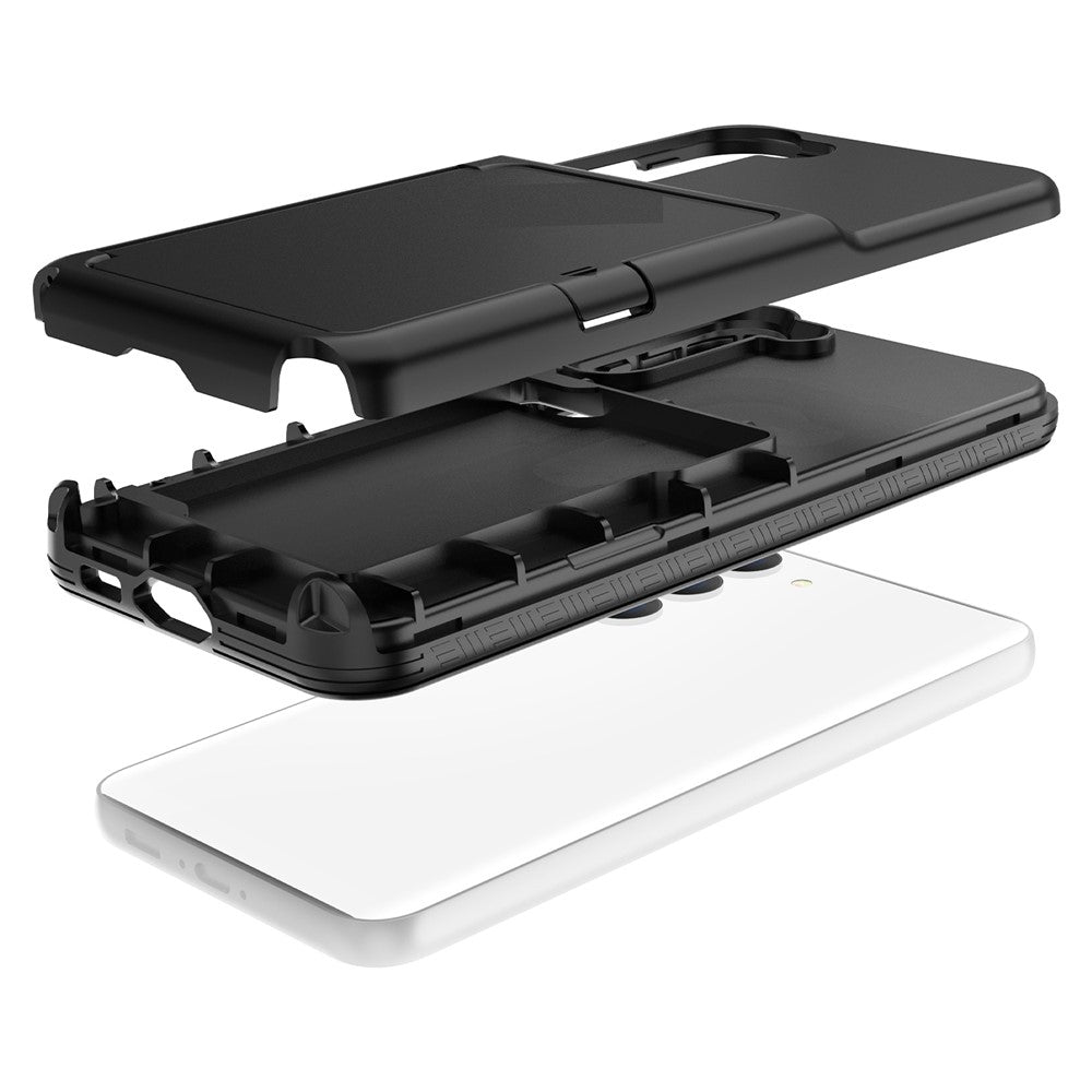 For Samsung Galaxy S23 Cardcase Series Card Holder Thick Phone Case Kickstand Mirror Function PC + TPU Cover