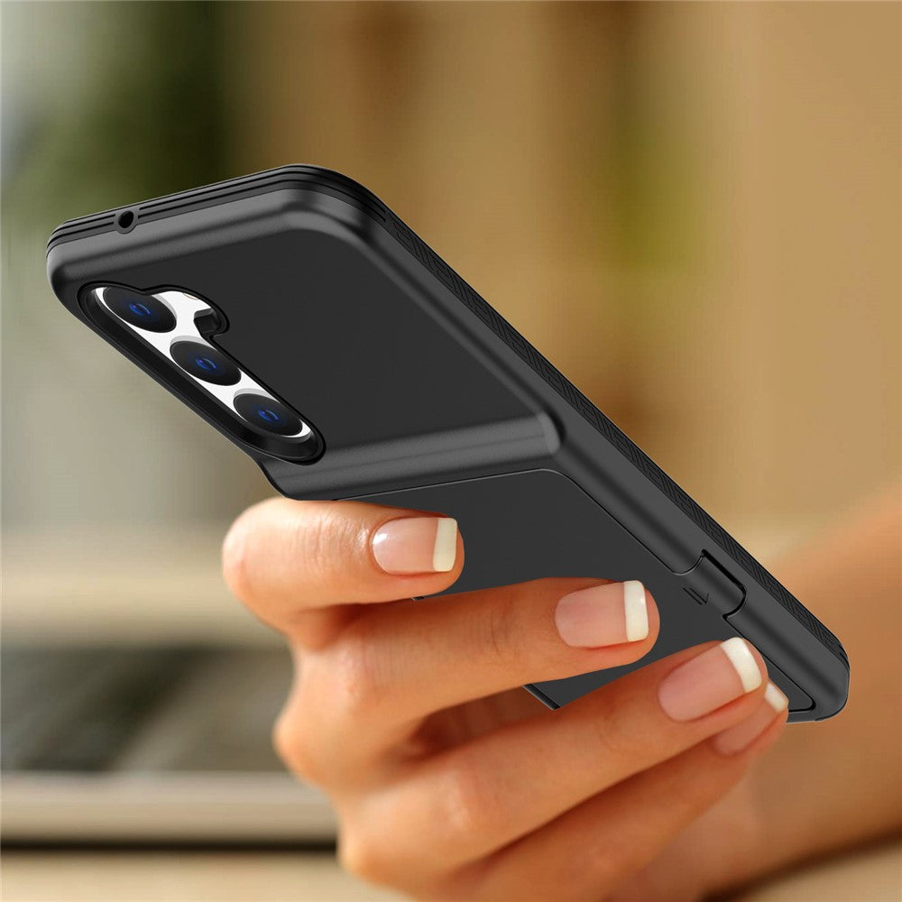 For Samsung Galaxy S23 Cardcase Series Card Holder Thick Phone Case Kickstand Mirror Function PC + TPU Cover