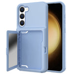 For Samsung Galaxy S23 Cardcase Series Card Holder Thick Phone Case Kickstand Mirror Function PC + TPU Cover