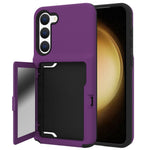 For Samsung Galaxy S23 Cardcase Series Card Holder Thick Phone Case Kickstand Mirror Function PC + TPU Cover