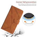 HT05 PU Leather Case for Samsung Galaxy A32 4G (EU Version) Imprinted Line Wallet Stand Skin-touch Cover