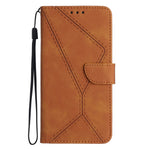 HT05 PU Leather Case for Samsung Galaxy A32 4G (EU Version) Imprinted Line Wallet Stand Skin-touch Cover
